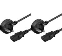 PremiumCord Câble d'alimentation 230V 2m, Câble d'alimentation UK-PCR à Angle pour C13, Prise IEC 320, IEC de Fourniture PC à 3 Broches C13, Couleur Noire (Lot de 2)