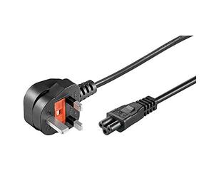 PremiumCord Câble d'alimentation 230V 2m, Câble d'alimentation UK-PCR à Angle pour C5, Prise IEC 320, IEC de Fourniture PC à 3 Broches C5, Couleur Noire