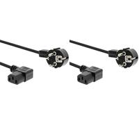 PremiumCord Câble d'alimentation 230V 5m, Câble d'alimentation avec Contact de Mise à la Terre à Un Angle pour la Prise d'angle C13, IEC 320, PC à 3 Broches, Couleur Noire (Lot de 2)