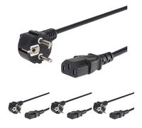 PremiumCord Câble d'alimentation de 230V 0,5m, Câble d'alimentation avec Contact de Mise à la Terre à Angle par Papport à la Prise C13, IEC de Fourniture PC à 3 Broches C13, Couleur Noire (Lot de 4)