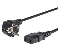 PremiumCord Câble d'alimentation de 230V 1m, Câble d'alimentation avec Contact de Mise à la Terre à Angle par Papport à la Prise C13, IEC de Fourniture PC à 3 Broches C13, Couleur Noire