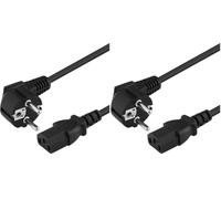 PremiumCord Câble d'alimentation de 230V 1m, Câble d'alimentation avec Contact de Mise à la Terre à Angle par Papport à la Prise C13, IEC de Fourniture PC à 3 Broches C13, Couleur Noire (Lot de 2)