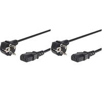 PremiumCord Câble d'alimentation de 230V 3m, Câble d'alimentation avec Contact de Mise à la Terre à Angle par Papport à la Prise C13, IEC de Fourniture PC à 3 Broches C13, Couleur Noire (Lot de 2)