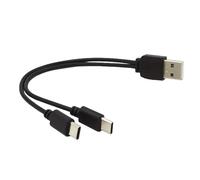 PremiumCord Câble d'Alimentation USB en Y, USB-A Mâle vers 2x USB-C Mâle, Chargement de deux appareils USB-C, Couleur Noir, Longueur 0,15 m