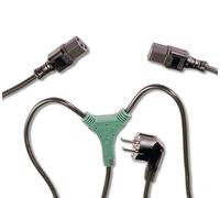 PremiumCord Câble d'Alimentation Y 230V 120 + 30/50 cm, Câble d'Alimentation Avec Contact de Mise à la Terre Jusqu'à 2x Sockets C13, IEC 320, Câble d'Alimentation PC à 3 Broches, Couleur Noire