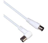 PremiumCord Câble d'Antenne Tv Coaxial 15m, 75 Ohm, Iec Mâle vers Femelle 90°, Blindé - Pour Dvb-C, Dvb-T/T2, 4K Uhd 2160P, Full HD 1080P 3D, Couleur Blanc