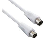 PremiumCord Câble d'Antenne TV Coaxial 1m, 75 Ohm, Iec Mâle vers Femelle, Blindé - pour Dvb-C, Dvb-T/T2, 4K Uhd 2160P, Full HD 1080P 3D, Couleur Blanc