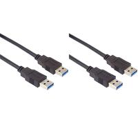 PremiumCord Câble de Connexion USB 3.0 A-A SuperSpeed 2 m, Câble de Données SuperSpeed Jusqu'à 5 Gbit/s, Chargement, USB Type A Mâle versType A Mâle, Couleur Noir, Longueur 2 m (Lot de 2)