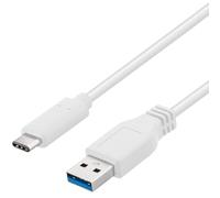 PremiumCord Câble de Connexion USB 3.2 Gen 1, Câble de Données SuperSpeed Jusqu'à 5 Gbit/s, Charge Jusqu'à 2A, Puissance 40 W, USB Type A Mâle vers Type C Mâle, Blanc, Longueur 0,5 m