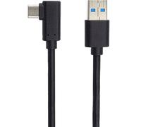 PremiumCord Câble de Connexion USB 3.2 Gen 1, Câble de Données Superspeed Jusqu'à 5 Gbit/s, Câble de Charge Jusqu'à 2A, Puissance 40 W, USB Type A Mâle vers USB Type C Mâle Coudé À 90°, Noir, 3 m