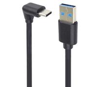 PremiumCord Câble de Connexion USB 3.2 Gen 1, Câble de Données SuperSpeed Jusqu'à 5 Gbit/s, Charge Jusqu'à 2A, Puissance 40 W, USB Type A Mâle vers Type C Mâle Coudé À 90°, Noir, 3 m