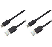 PremiumCord Câble de Connexion USB 3.2 Gen 2, Câble de Données SuperSpeed Jusqu'à 10 Gbit/s, Charge Jusqu'à 3A, Puissance 60 W, USB Type A Mâle vers Type C Mâle, Noir, Longueur 3 m (Lot de 2)