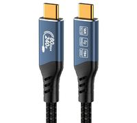 PremiumCord Câble de Connexion USB 4™ Version 2, Thunderbolt 4, 16 K à 60 Hz, Câble De Données Ultraspeed Jusqu'à 80 Gbit/s, E-Marker, USB Type-C, Charge Rapide Jusqu'à 240 W, Bleu, Longueur 1,5m