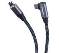 PremiumCord Câble de Connexion USB-C 3.2 Gen 2x2 avec Bouche Courbe, Câble de Données SuperSpeed Jusqu'à 20 Gbit/s, Câble de Charge Jusqu'à 5A, USB 3.2 Génération 2x2, Noir, Longueur 1 m