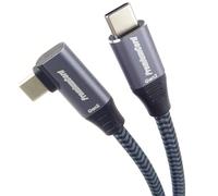 PremiumCord Câble de Connexion USB-C 3.2 Gen 2x2 avec Bouche Courbe, Câble de Données SuperSpeed Jusqu'à 20 Gbit/s, Câble de Charge Jusqu'à 5A, USB 3.2 Génération 2x2, Noir, Longueur 0,5 m