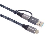 PremiumCord Câble de Connexion USB-C 3.2 Gen 2X2, Câble de Données SuperSpeed Jusqu'à 20 Gbit/s, Charge Jusqu'à 5A, 100 W, PD3.0 / QC4.0, USB 3.2 Génération 2X2 Type-C + Type-A, Noir, 2m
