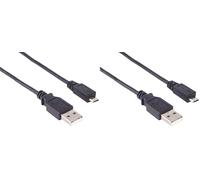 PremiumCord Câble de Connexion USB - Micro USB 5 m, Type A Mâle vers Type Micro B Mâle, Câble de Données Haut Débit 480 Mbit/s, 5 Broches, 2X Blindé, AWG28, Couleur Noir, 5 m (Lot de 2)