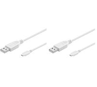 PremiumCord Câble de Connexion USB - Micro USB 5 m, Type A Mâle vers Type Micro B Mâle, Câble de Données Haut Débit 480 Mbit/s, 5 Broches, 2X Blindé, AWG28, Couleur Blanc, 5 m (Lot de 2)