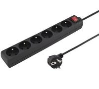 Premiumcord Câble De Rallonge Électrique 230v 5 Mètres 6 Douilles + Interrupteur, Noir, Avec Extension Socket, Câbles Réseau, Câbles, Adaptateurs, Commutateurs