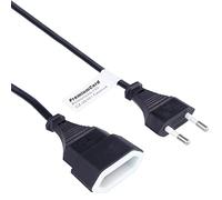 PremiumCord Câble d'Extension 230V 2m, Câble d'Extension avec Bougie en Euros et Prise Euro, Câble d'alimentation du Câble, Bouchon de Prise, Noir
