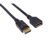 PremiumCord Câble d'extension DisplayPort M/F 3 m, jusqu'à 10,8 Gbps, Compatible avec vidéo Full HD 1080p, HDCP, Noir