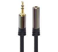PremiumCord Câble d'Extension Jack HQ 3,5 mm, Fiche Jack 3,5 mm, Mâle vers Femelle, Câble d'Extension Audio Pour Casque Auxiliaire, Blindé, Connecteur Métallique, Tressé, M/F, Longueur 1,5m