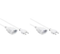 PremiumCord Câble d'extension KPSM5W 5m, Rallonge Euro avec fiche et Prise, câble d'alimentation pour 230V, Couleur Blanche (Lot de 2)