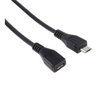 PremiumCord Câble d'Extension Micro USB 3 m, Câble de Données Haut Débit Jusqu'à 480 Mbit/s, Câble de Charge, Micro USB 2.0 Femelle vers Mâle, 5 Broches, 2X Blindé, Couleur Noir, Longueur 3 m