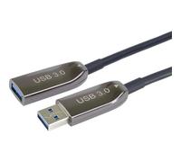 PremiumCord Câble d'Extension Optique USB 3.0 (AOC), Câble en Fibre de Verre, Câble de Données SuperSpeed ??Jusqu'à 5 Gbit/s, Câble de Charge, USB 3.0 A Femelle vers Mâle, 9pin, Noir, Longueur 50m