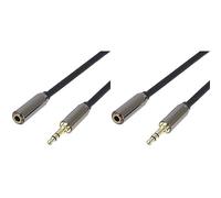 PremiumCord Câble d'Extension StereoJack 3,5 mm, Fiche vers Prise StereoJack 3,5 mm, Câble d'Extension Audio AUX Headset, Blindé, Connecteur Métallique, M/F, Longueur 3 m (Lot de 2)
