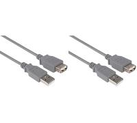 PremiumCord Câble d'Extension USB 2.0 0,5 m, Câble de Données Haut Débit Jusqu'à 480 Mbit/s, Charge, USB 2.0 Type A Femelle vers Mâle, 2X Blindé, Couleur Gris, Longueur 0,5 m (Lot de 2)