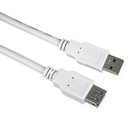 PremiumCord Rallonge USB 3.0, Câble de Données SuperSpeed Jusqu'à 5 Gbit/S, Câble de Charge, USB 3.0 Type A Femelle vers Mâle, 9 Broches, 3 Blindages, Couleur Blanc, Longueur 5 m