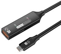 PREMIUMCORD Câble d'Extension USB A-C Actif Avec Répéteur 5m, Connecteurs Type-A Femelle et Type-C Mâle, USB 3.2 Gen 2 SuperSpeed+ 10Gbit/s, Double Blindage, Boîtier en Aluminium, Noir, Longueur 5m