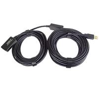 Premium Cord Câble d'Extension USB Actif avec Répéteur 10 m, USB A Femelle vers A Mâle, Câble USB 2.0 Haut Débit, 2X Blindé, AWG20/28, Couleur Noir, Longueur 10 m