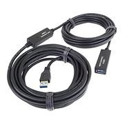 PremiumCord Câble d'Extension USB Actif avec Répéteur 10 m, USB A Femelle vers A Mâle, Câble SuperSpeed 3.2 Gen1 , 2X Blindé, AWG20/28, Couleur Noir, Longueur 10 m