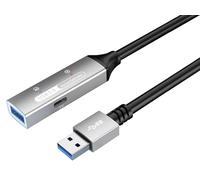 PremiumCord Câble d'Extension USB Actif avec Répéteur 15 m, USB A Femelle vers A Mâle, USB 3.2 Gen 1 Super Speed 5 Gbit/s , 2X Blindé, AWG20/28, Boîtier en Aluminium, Couleur Noir, Longueur 15 m