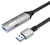PREMIUMCORD Câble d'Extension USB Actif Avec Répéteur 25m, Connecteurs Type-A Femelle et Mâle, USB 3.2 Gen 1 SuperSpeed 5Gbit/s, Double Blindage, Boîtier en Aluminium, Noir, Longueur 25m
