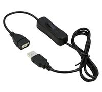 PremiumCord Câble d'Extension USB avec Interrupteur 1 m, Câble de Charge, USB Type A Femelle vers Mâle, Couleur Noir, Longueur 1 m