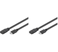 PremiumCord Câble d'Extension USB-C, Câble de Données Superspeed USB 3.2 Gen 1 Jusqu'à 5 Gbit/s, Câble de Charge 60W, Connecteur Typ-C Femelle vers Mâle, Noir, Longueur 2m (Lot de 2)