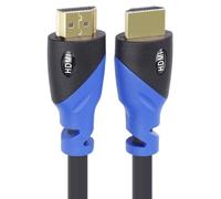 PremiumCord Câble HDMI 2.0B M/M Haut Débit 4K, 18 Gbit/s Avec Ethernet, Compatible Vidéo 4K @ 60 Hz, Deep Color, 3D, ARC, HDR, Dolby TrueHD, Connecteurs Plaqués Or, Pvc, Noir/Bleu, 1,5 m