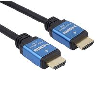 PremiumCord 4K Câble HDMI 2.0b Haute Vitesse M/M 18Gbps avec Ethernet, Compatible avec Vidéo 4K@60Hz, Deep Color, 3D, Arc, HDR, Dolby TrueHD, Connecteurs plaqués Or, Noir et Bleu, 2 m