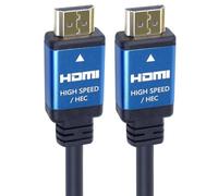 PremiumCord Câble HDMI 2.0B M/M Haut Débit 4K, 18 Gbit/s Avec Ethernet, Compatible Vidéo 4K @ 60 Hz, Deep Color, 3D, ARC, HDR, Dolby TrueHD, Connecteurs Plaqués Or, Noir/Bleu, 1 m