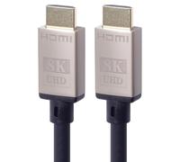 PremiumCord Câble HDMI 2.1 M/M Ultra Haut Débit 8K, 48 Gbit/s Avec Ethernet, Compatible Vidéo 8K @ 60 Hz, Deep Color, 3D, eARC, HDR, 3x Blindés, Connecteurs Plaqués Or, Métallique, 2 m
