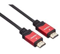 PremiumCord Câble HDMI Haut Débit 4K M/M, 10,2 Gbit/s avec Ethernet, Compatible Vidéo 4K@30 Hz, Full HD 1080p, Deep Color, 3D, Arc, HDR, Dolby TrueHD, Connecteurs Plaqués Or, Noir/Rouge, 1 m