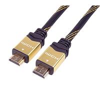 PremiumCord Câble HDMI Haut Débit 4K M/M, 10,2 Gbit/s Avec Ethernet, Compatible Vidéo 4K@30 Hz, Full HD 1080p, Deep Color, 3D, ARC, HDR, Dolby TrueHD, Connecteurs Plaqués Or, Noir/Or, 1,5 m