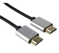 PremiumCord Câble HDMI Slim 4K Haute Vitesse M/M, 10,2 Gbps avec Ethernet, Compatible avec Vidéo 4K @ 30 Hz, Full HD 1080p, 3D, Arc, HDR, Dolby TrueHD, Connecteurs Plaqués Or, Noir/Argent, 0,5 m