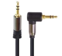 PremiumCord Câble Jack Stéréo HQ 3,5 mm, Fiche Jack 3,5 mm, Mâle vers Mâle 90°, Câble de Connexion Audio Casque Aux, Blindé, Connecteur Métallique, M/M, Longueur 1,5 m