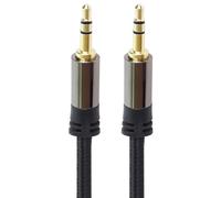PremiumCord Câble Jack Stéréo HQ 3,5 mm, Fiche Jack 3,5 mm, Mâle vers Mâle, Câble de Connexion Audio Casque Aux, Blindé, Connecteur Métallique, Tressé, M/M, Longueur 1,5 m