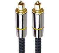 PremiumCord Câble optique audio toslink 3 m, connecteur de fiche Toslink, câble numérique pour la télévision stéréo Hi-Fi soundable, audio HQ, conception métallique + nylon, noir, doré
