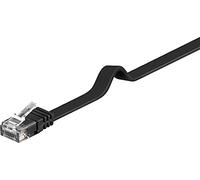 PremiumCord Câble Patch Plat, CAT6, UTP, Ethernet, LAN, Rapide, Flexible et Durable, RJ45, 1Gbit/s, AWG 30/7, Câble en Cuivre 100% CU, Noir, 1,5m